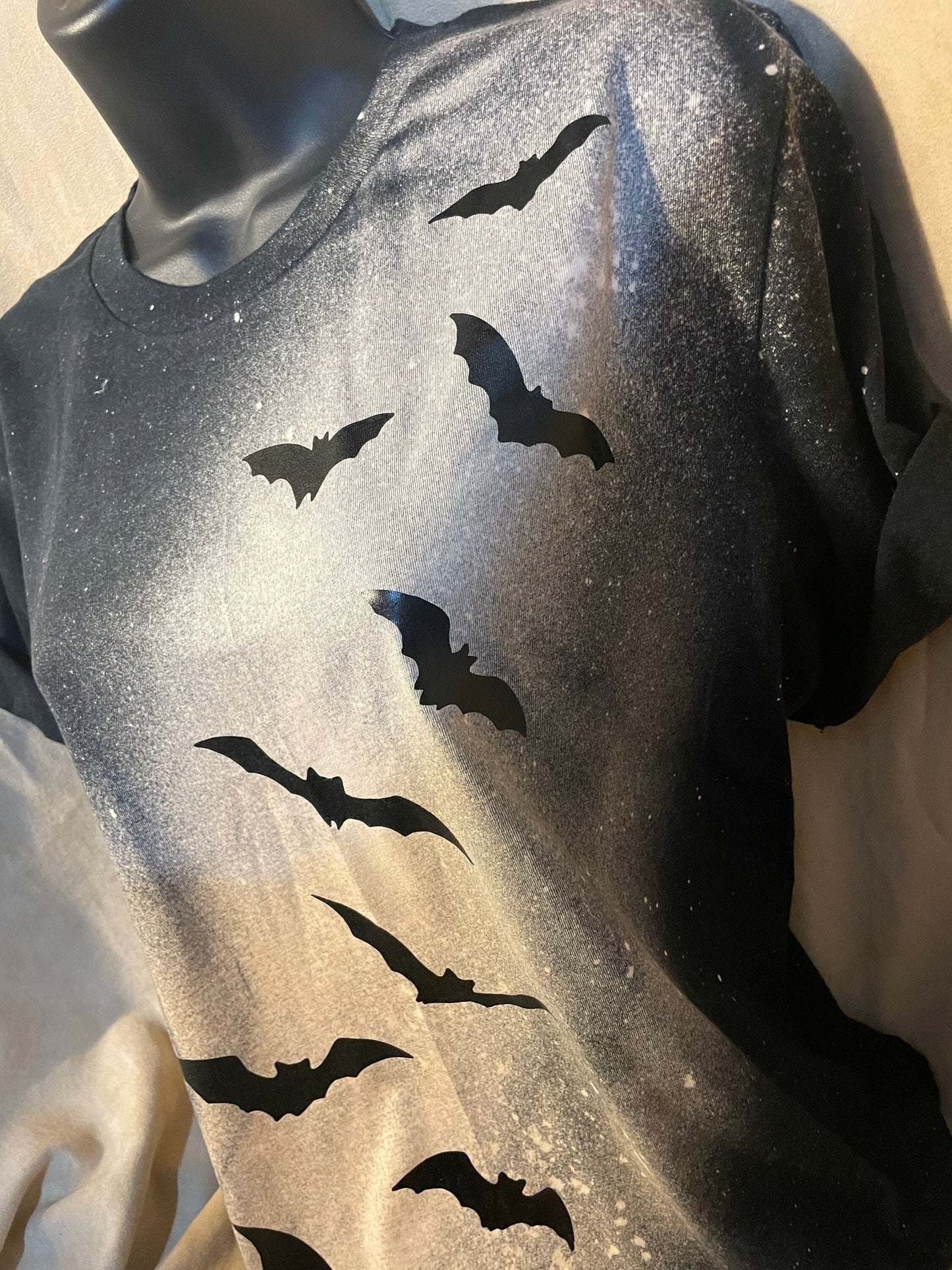 Bat Black T-shirt bleach distressed bats top, Halloween or any occasion shirt