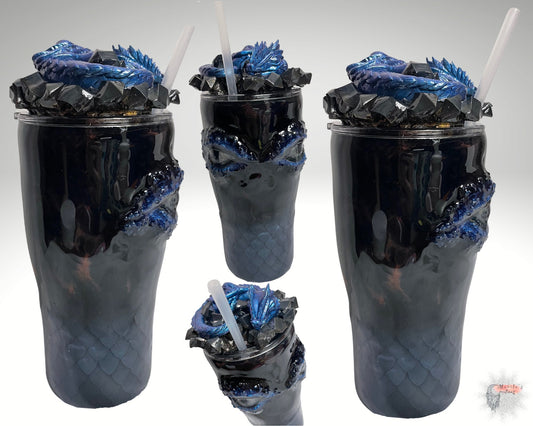 3D Dragon Scale Tumbler: Handmade Insulated Cup with Lid