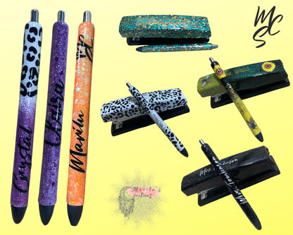 Custom epoxied Pen and Staplers set or individuals, perfect for teacher gift or yourself, glitter or no glitter any design you'll like.