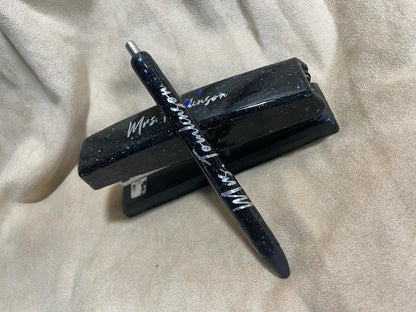 Custom epoxied Pen and Staplers set or individuals, perfect for teacher gift or yourself, glitter or no glitter any design you'll like.