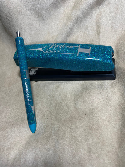 Custom epoxied Pen and Staplers set or individuals, perfect for teacher gift or yourself, glitter or no glitter any design you'll like.