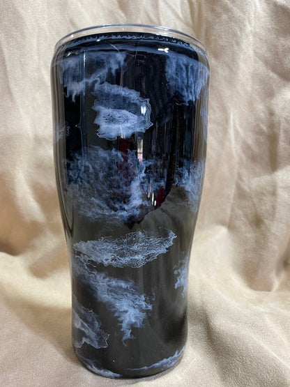 Pirate Tumbler: Skull & Swords, Black Smoke Effect, Insulated Stainless Steel
