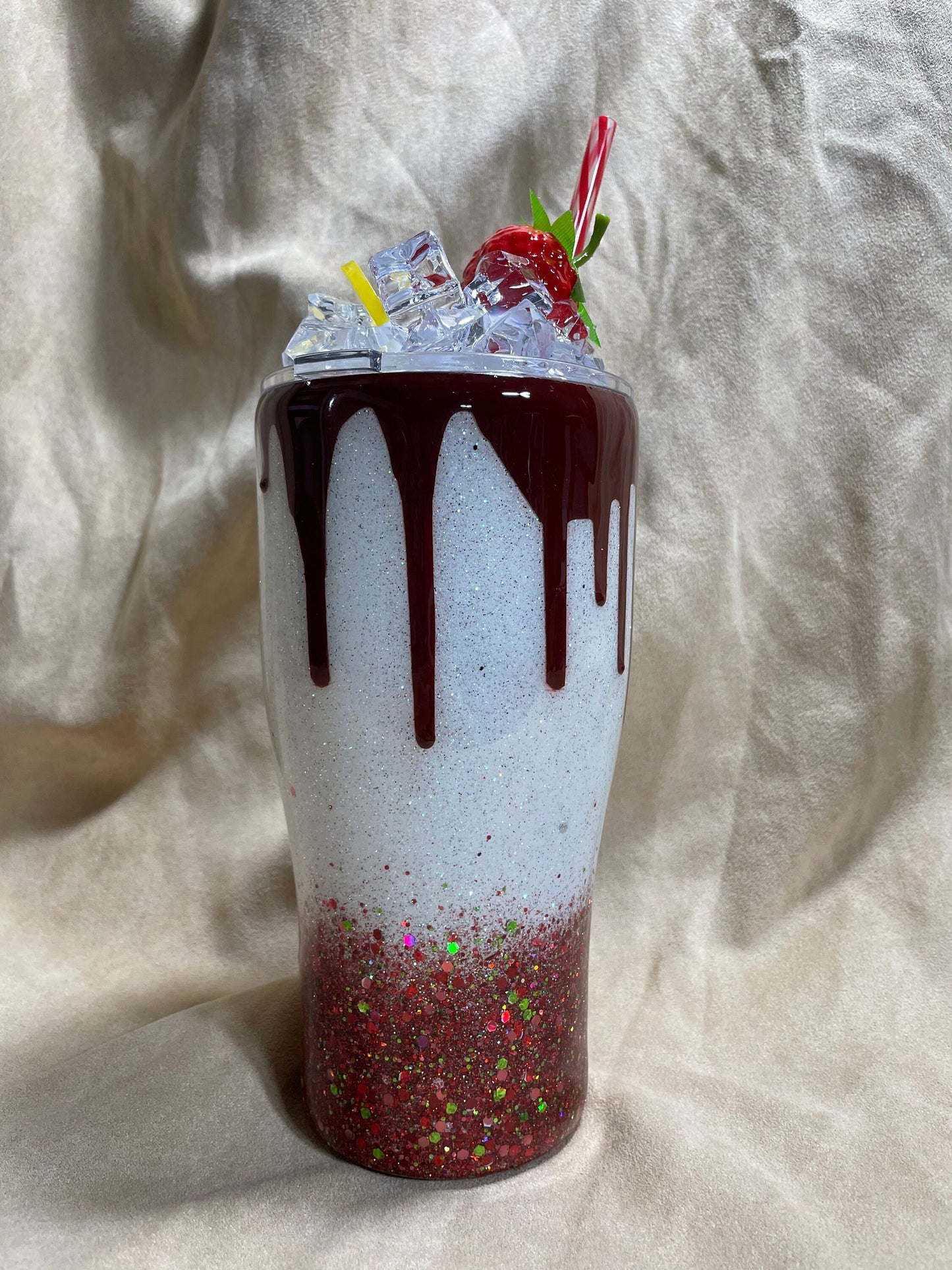 Sleighin’ or Slayin’ custom tumbler with 3D dripping and Ice Topper, serial killer documentaries and christmas movies lovers