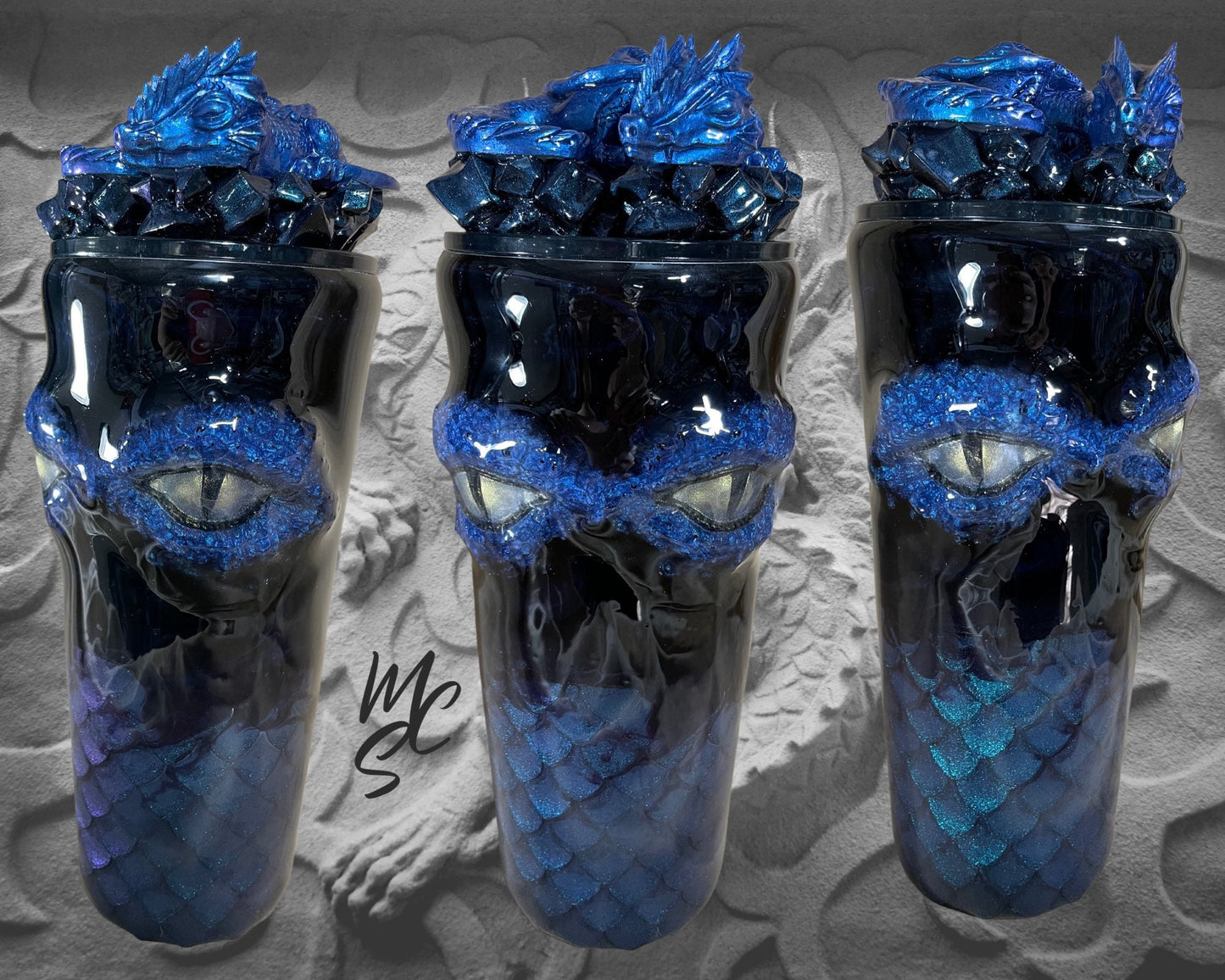 3D Dragon Scale Tumbler: Handmade Insulated Cup with Lid