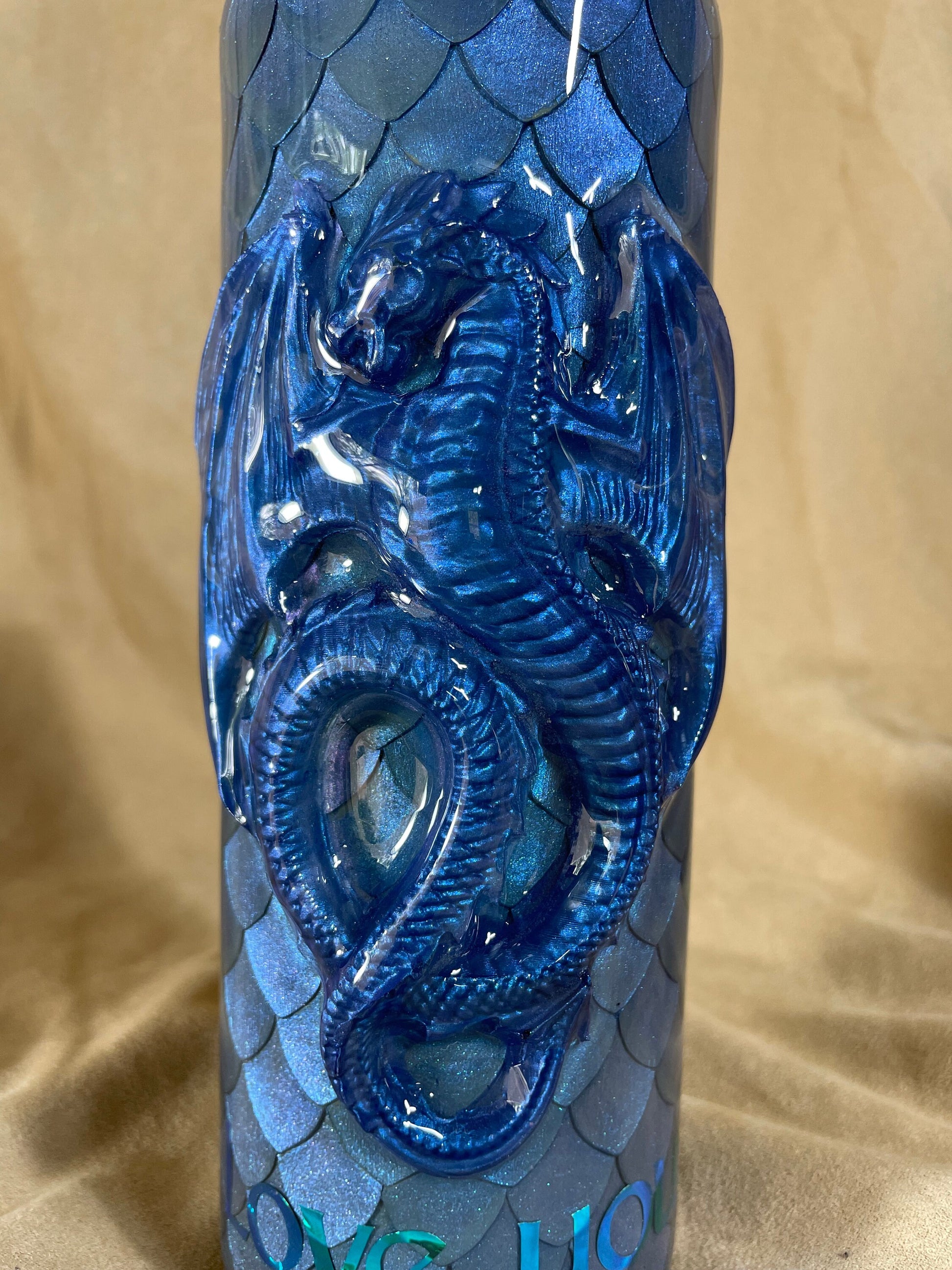 3D Dragon Tumbler with hand placed Dragon scales and a 3D dragon, Dragon Tumbler, Customizeable/personalizeable cup