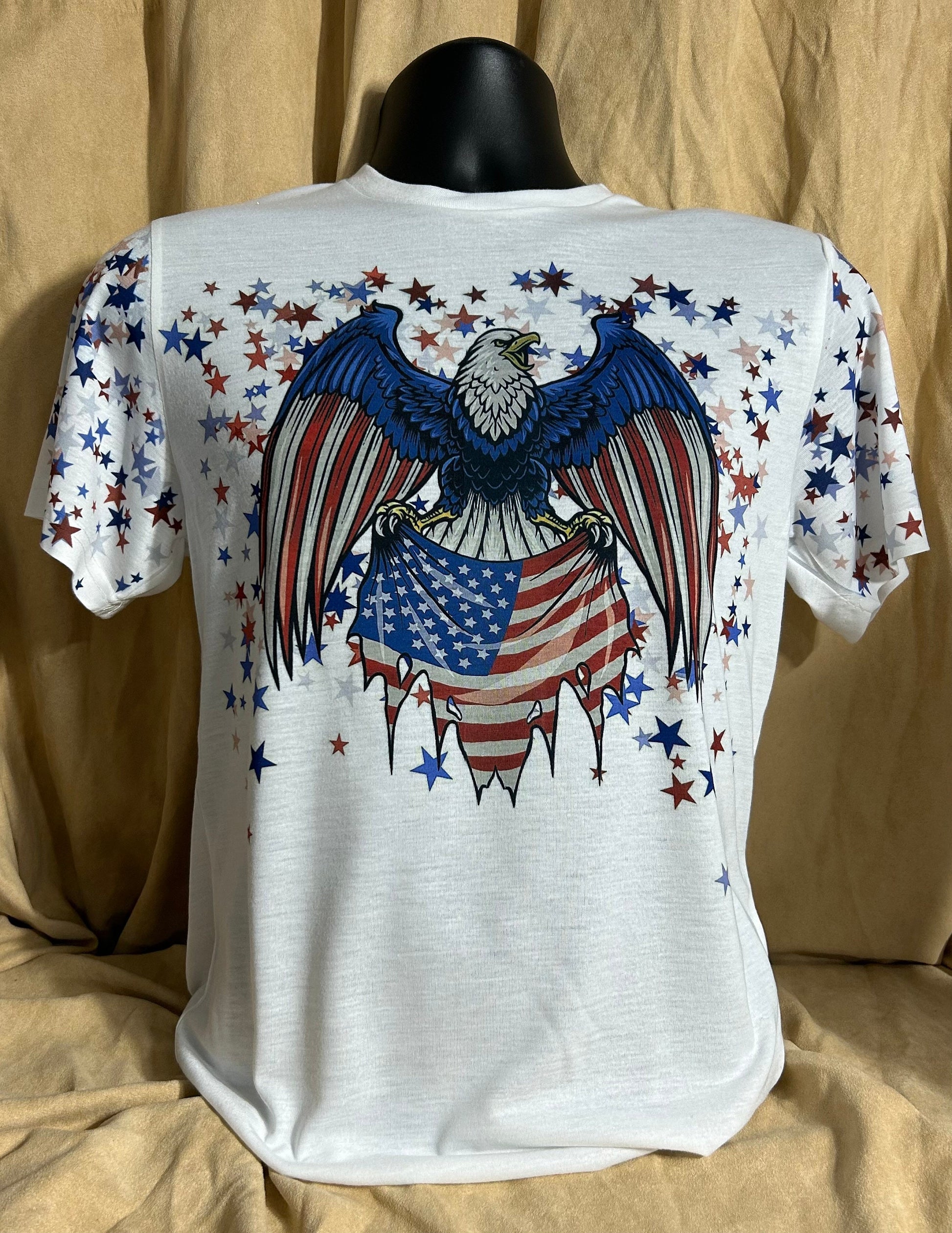 Eagle USA patriotic t-shirt, flag and stars, red, white and blue tee, unisex shirt.