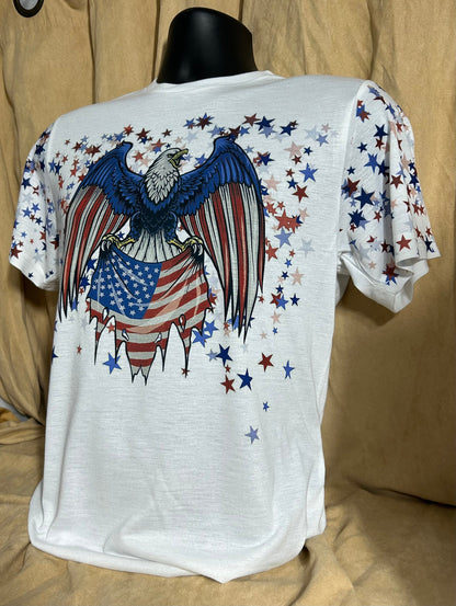 Eagle USA patriotic t-shirt, flag and stars, red, white and blue tee, unisex shirt.