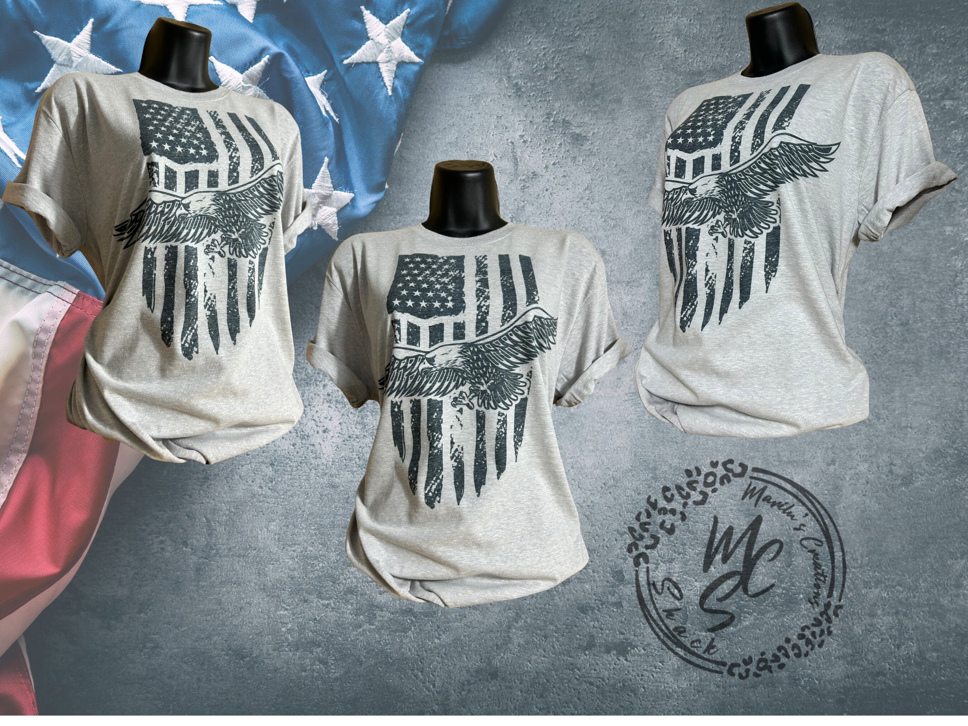 American Flag and Eagle t-shirt, Unisex shirt, Patriotic Tee, super soft light grey top gift for her or for him.