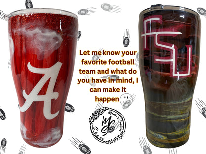 Blue and Orange Swirl Gator Tumbler: Insulated Stainless Steel Cup