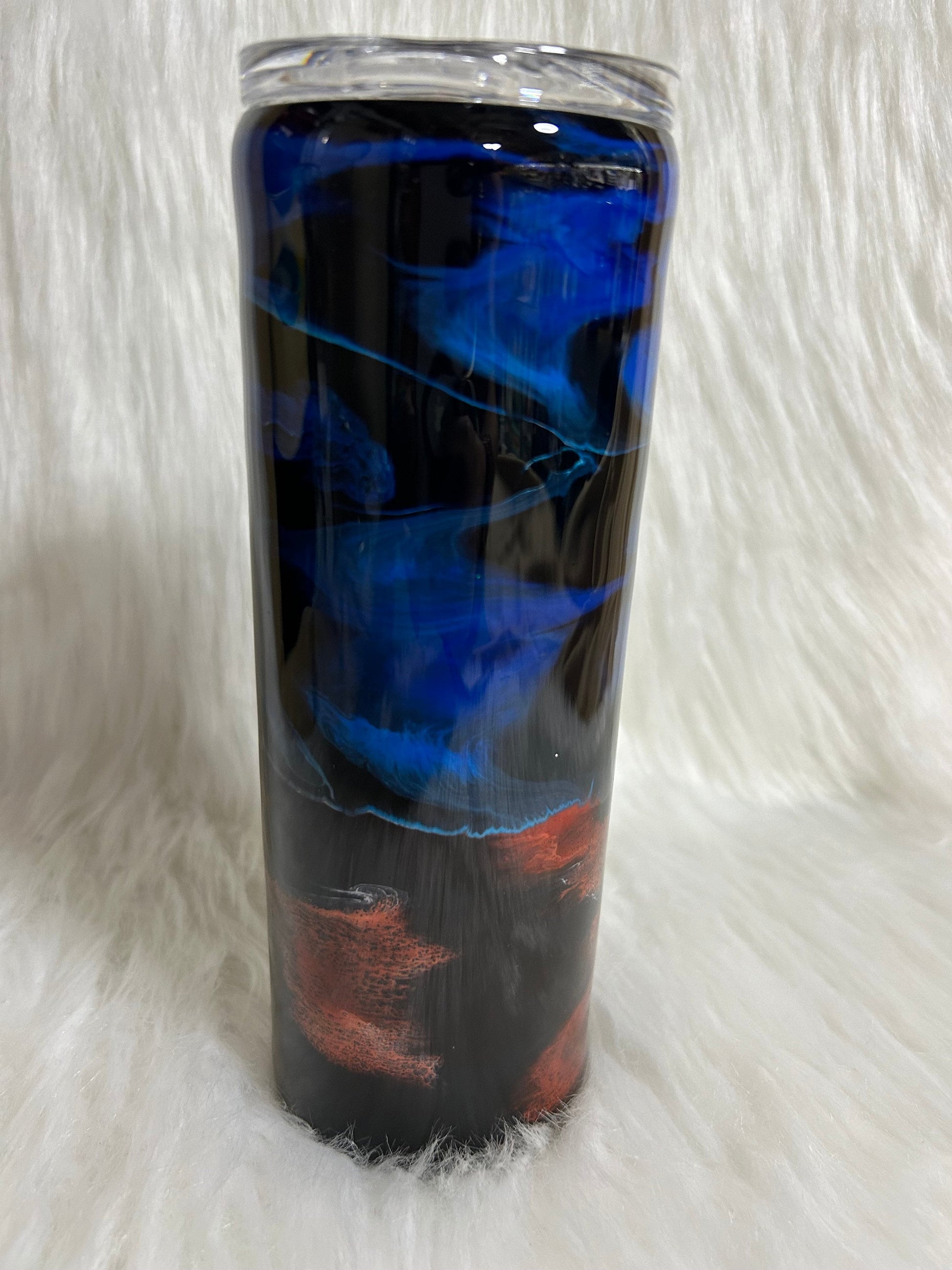 Gator Tumbler, Blue and Orange swirl Cup (with slide lid and straw)