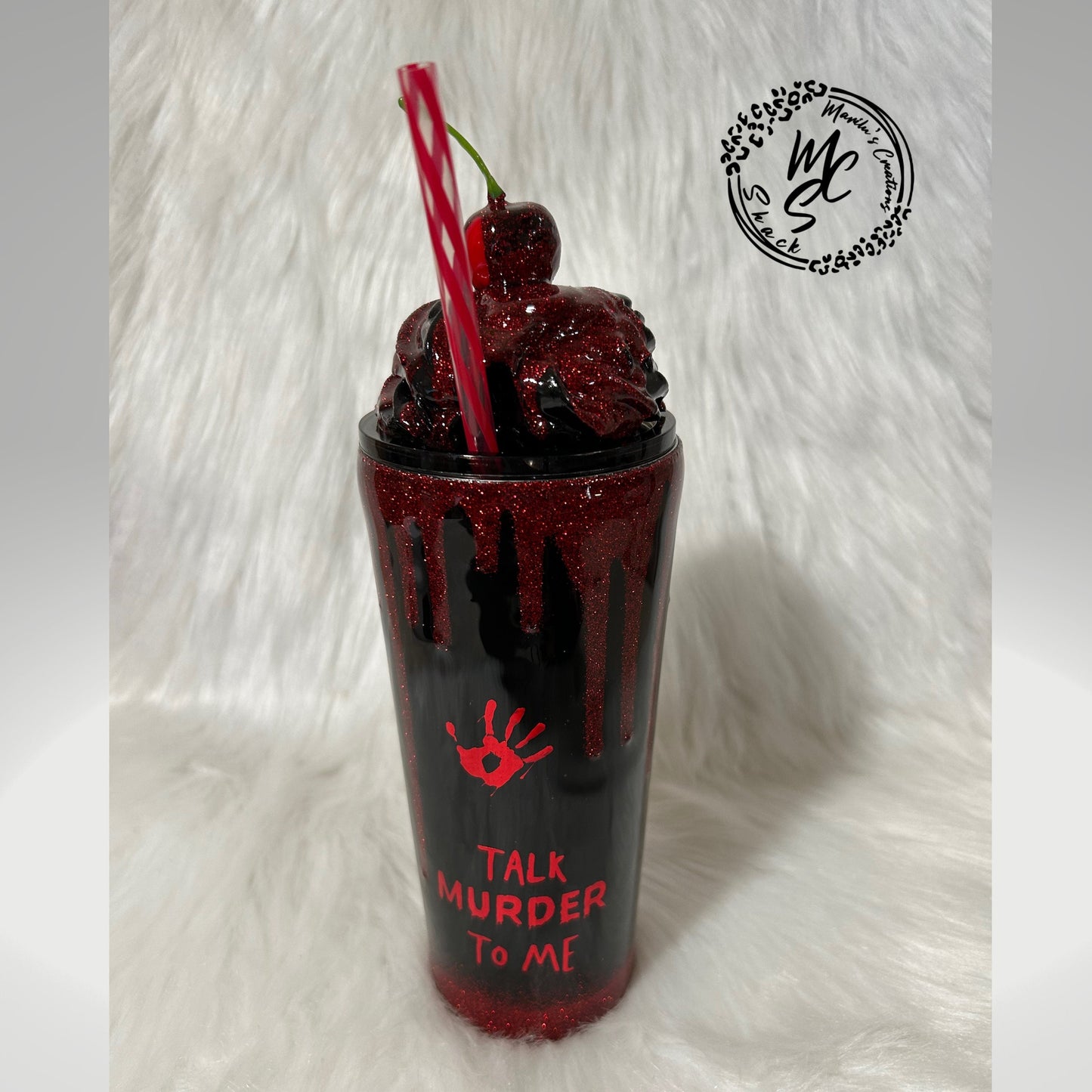 True Crime Tumbler with 3D dripping and Removable Topper, blessed and obsessed. Customizable/Personalizeable.