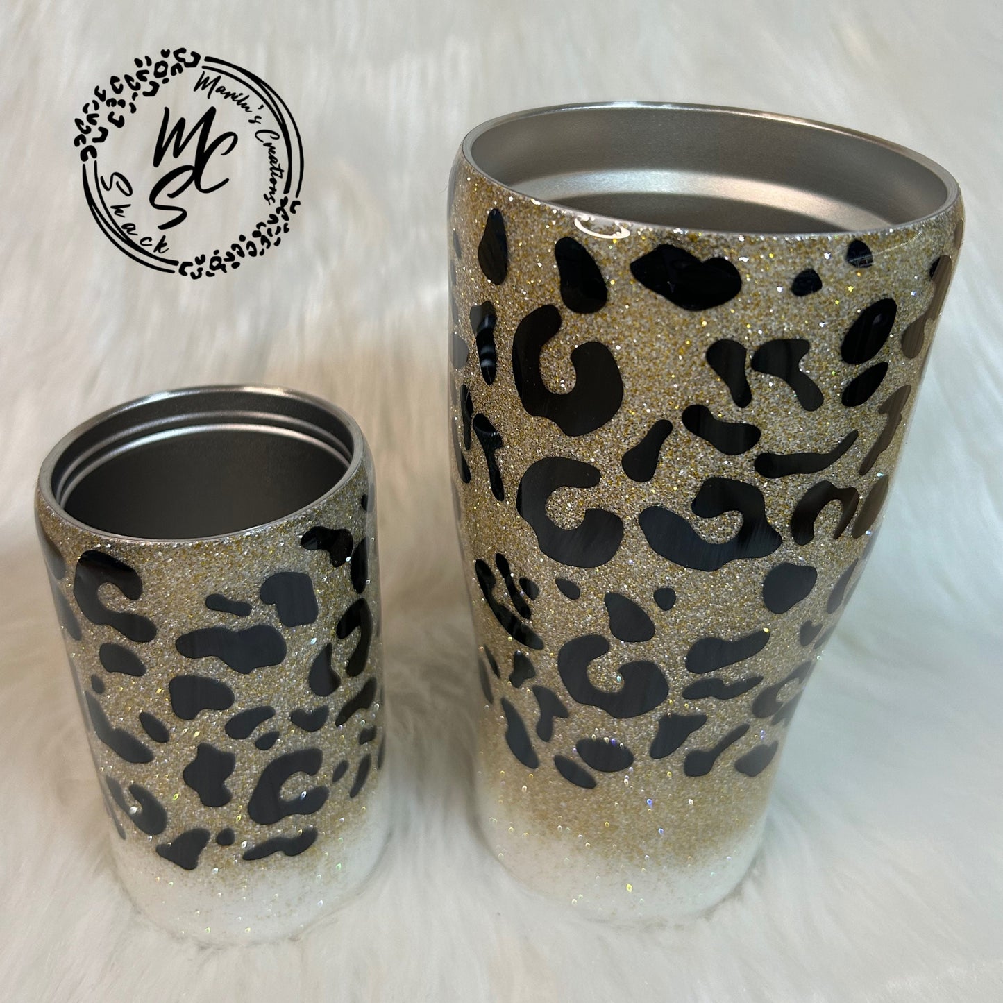 Leopard Print Glitter Tumbler: Ombré Stainless Steel Cup