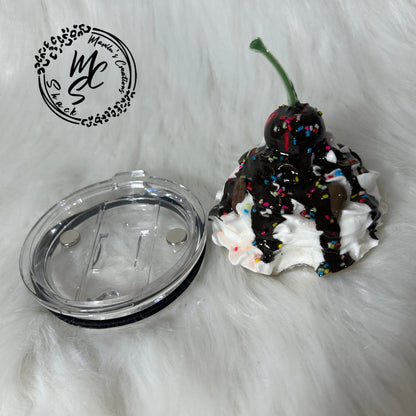 Whipped cream chocolate mocha cherry top removable toppers and lid for 30 and 20oz tumblers. Faux topper replacement lid. Tumbler top