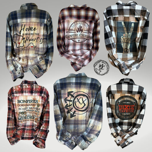 Flannels Bleached/Distressed/Vintage Customized (Choose your flannel size, color and send me a picture or the idea for your design)