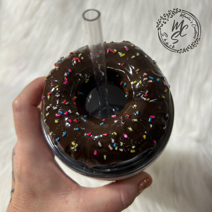 Chocolate Donut Tumbler Topper: Faux Food Lid Replacement
