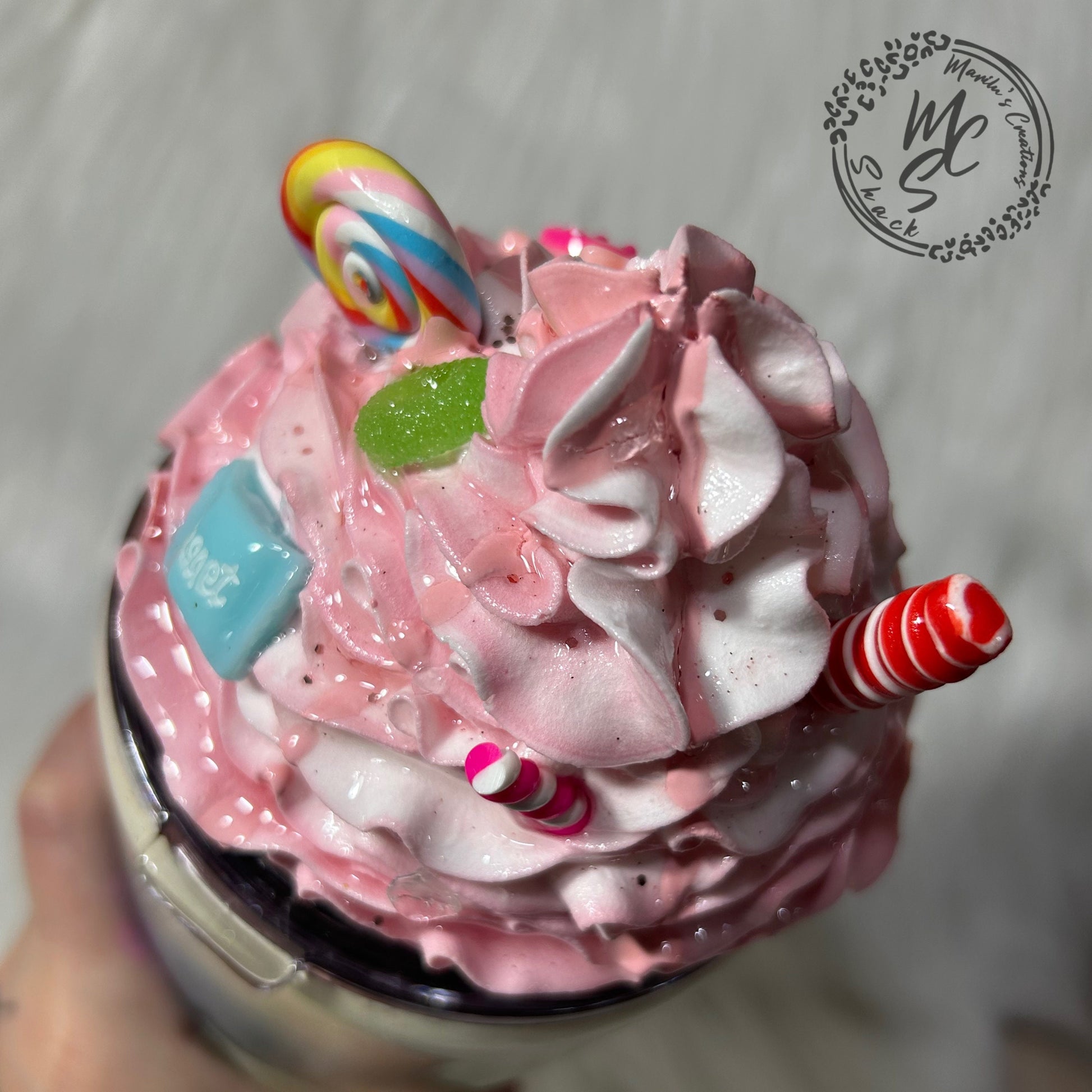 Faux Candy Whipped Cream Tumbler Topper: Removable Decorative Lid