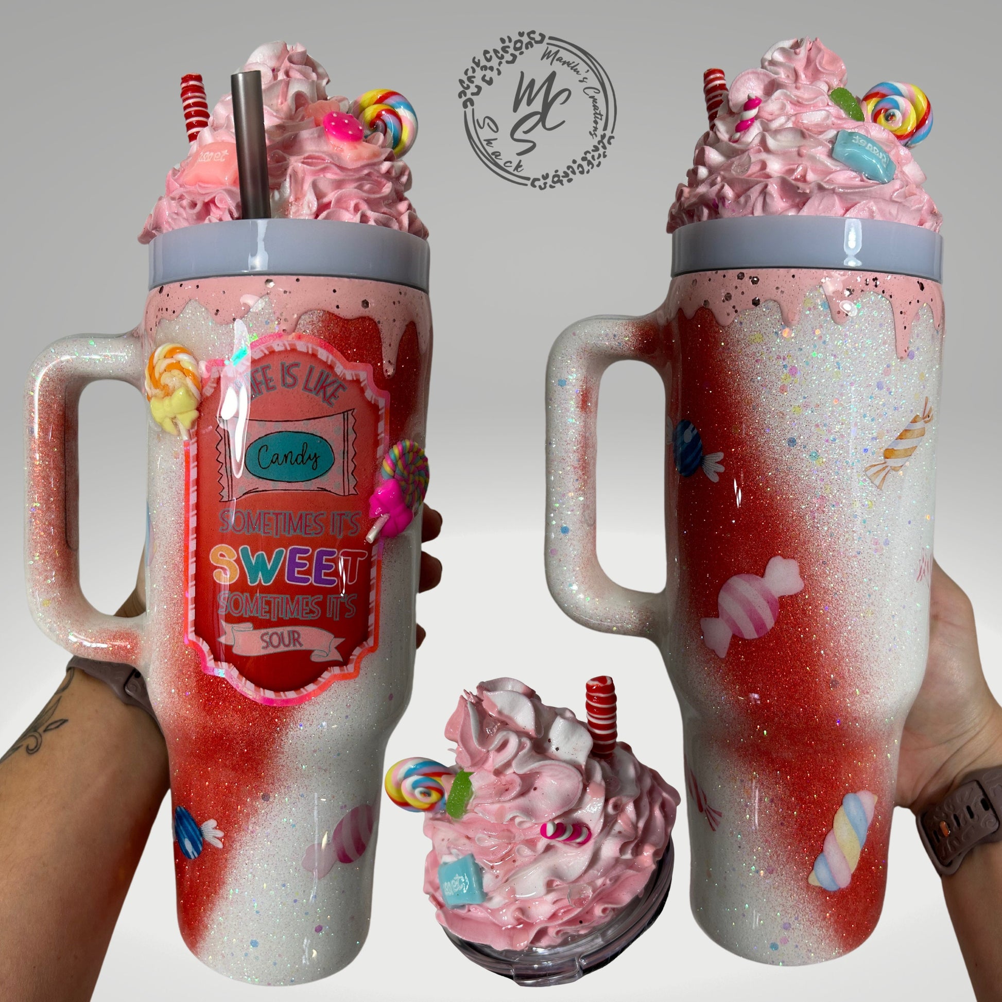 Candy Tumbler: 3D Faux Candy & Whipped Cream Topper