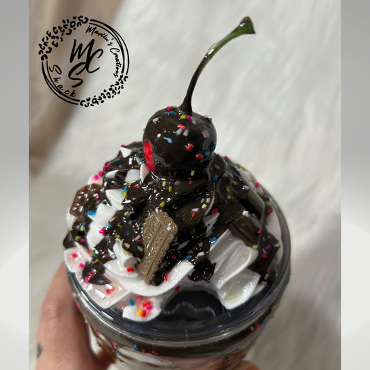 Whipped cream chocolate mocha cherry top removable toppers and lid for 30 and 20oz tumblers. Faux topper replacement lid. Tumbler top