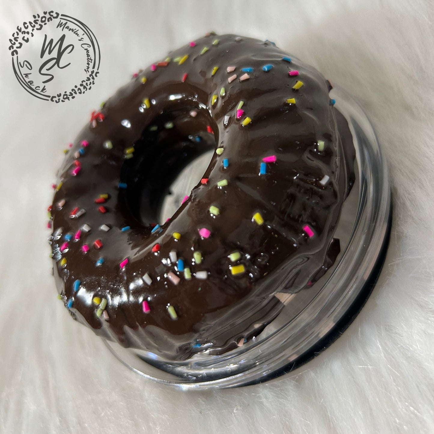 Donut, Chocolate Doughnut removable topper and lid for 30 and 20oz tumblers. Faux topper replacement lid. Tumbler top