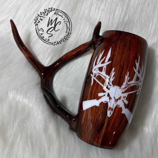 Deer Tumbler, wood Tumbler, Real Deer Antler handle 25oz Barrel Stainless Steel Tumbler (limited quantities) Personalizable/Customizable