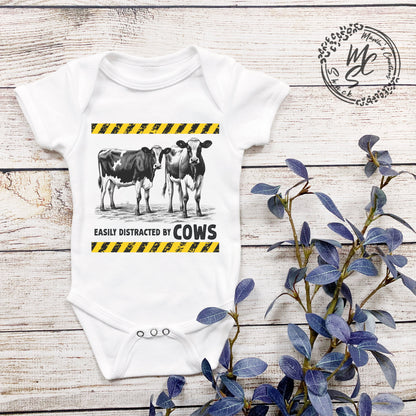 Easily distracted by cows T-shirt, unisex shirts, adult, toddler, youth and baby cow farm tees, cow lover top.