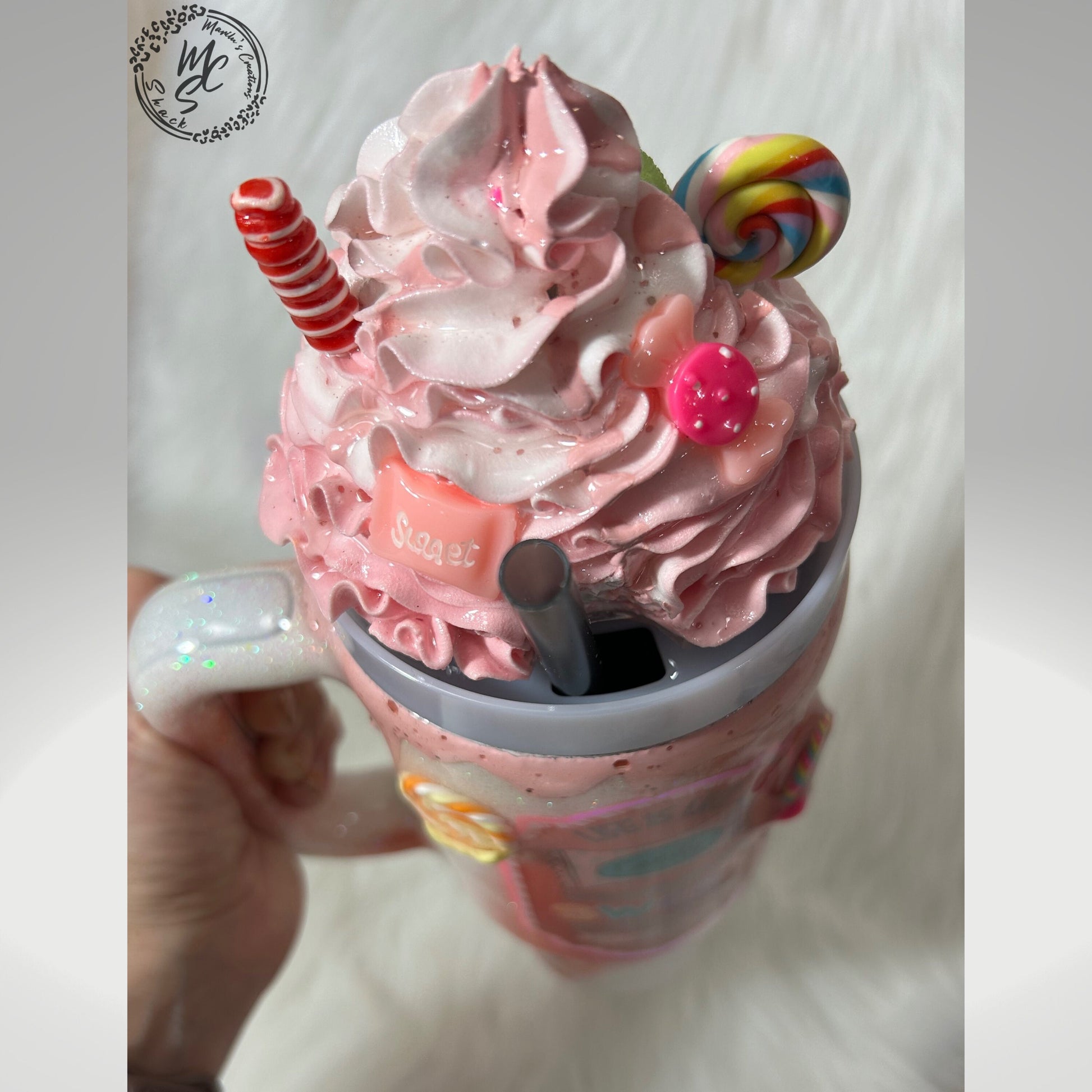 Candy Tumbler, life is like candy sometimes it’s sweet sometimes it’s sour Tumbler, 3d candy cup with 3d faux candy whipped cream.