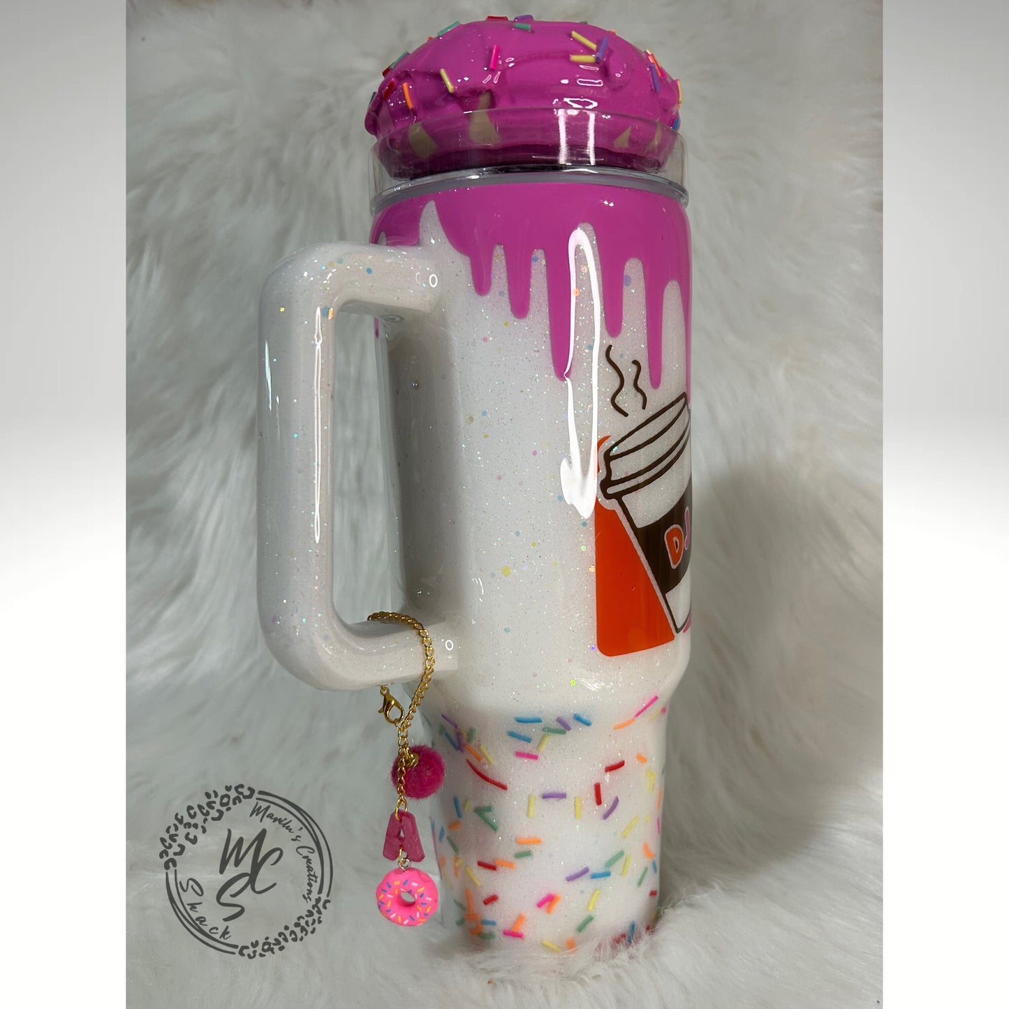 Personalized Donut Charm for 40oz Stanley or Dupes or any tumbler with handle, accessories for tumbler handles, letter charm for cups.