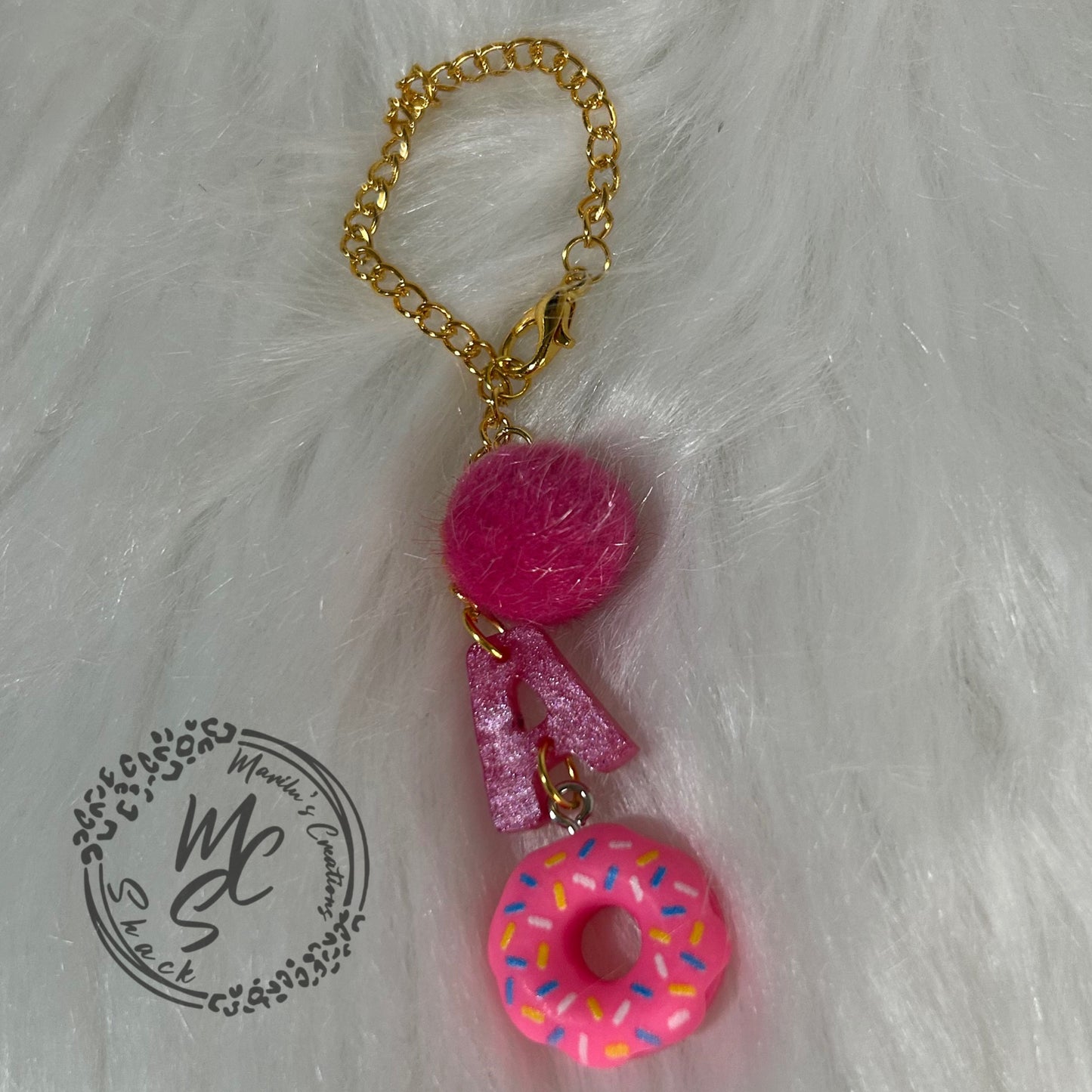 Personalized Donut Charm for 40oz Stanley or Dupes or any tumbler with handle, accessories for tumbler handles, letter charm for cups.