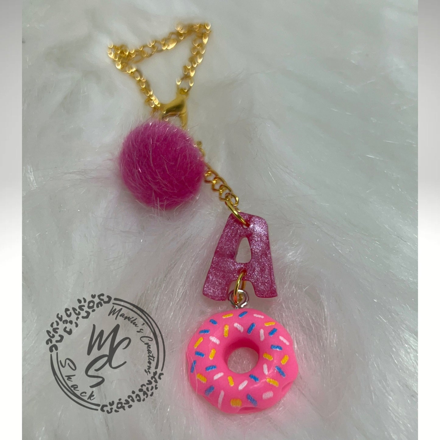 Personalized Donut Charm for 40oz Stanley or Dupes or any tumbler with handle, accessories for tumbler handles, letter charm for cups.