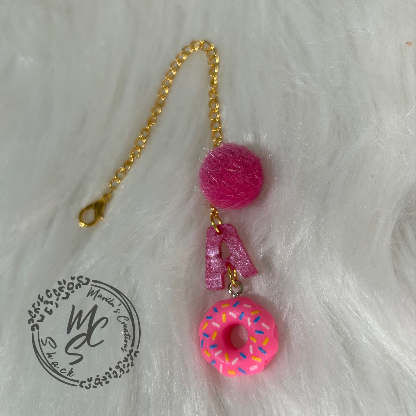 Personalized Donut Charm for 40oz Stanley or Dupes or any tumbler with handle, accessories for tumbler handles, letter charm for cups.