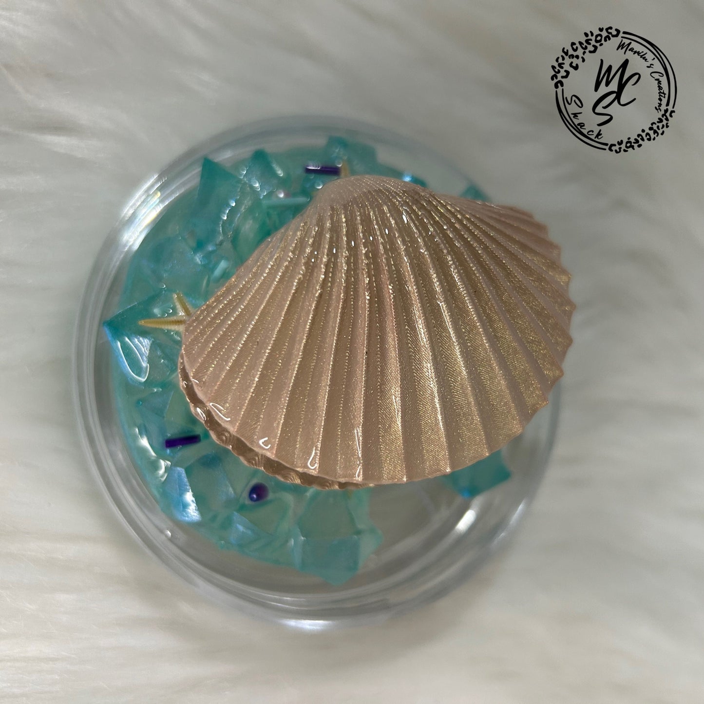 Mermaid Seashell Tumbler Topper: 3D Pearl Lid