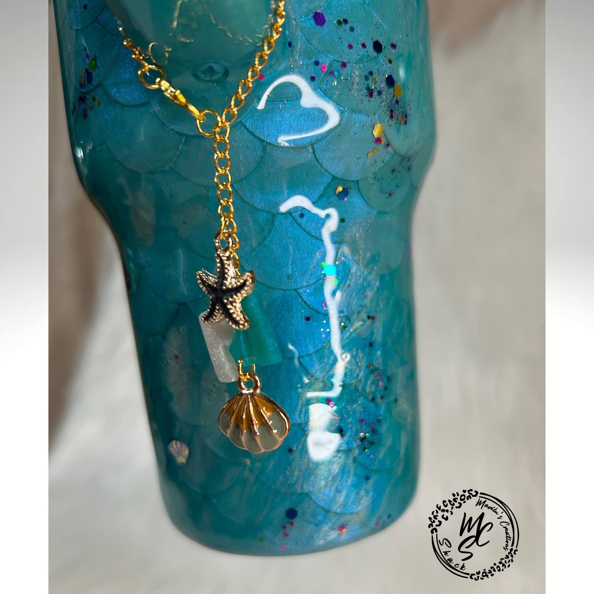 Mermaid Tumbler Charm: Personalized Initial, Ocean Sea Charms