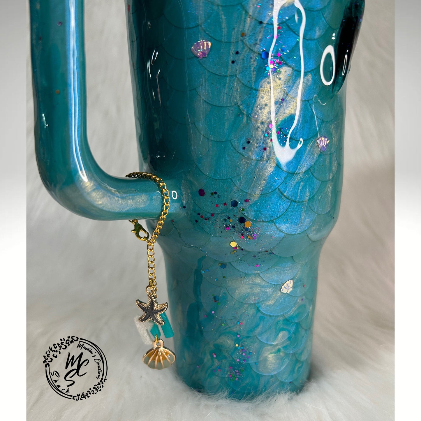 Mermaid Tumbler Charm: Personalized Initial, Ocean Sea Charms