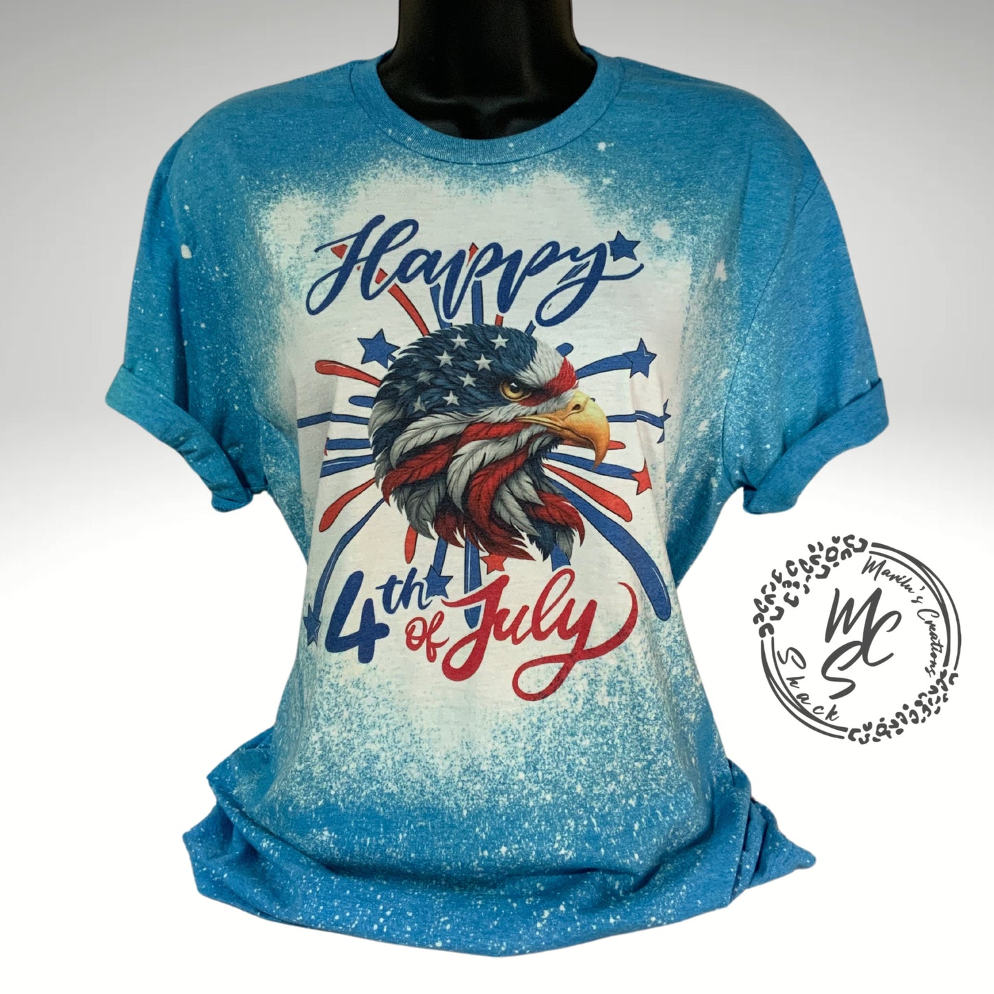 4th of July t-shirt, bleached distressed happy Fourth of July shirt, patriotic tee, super soft eagle top, blue t-shirt, gift for her or him.