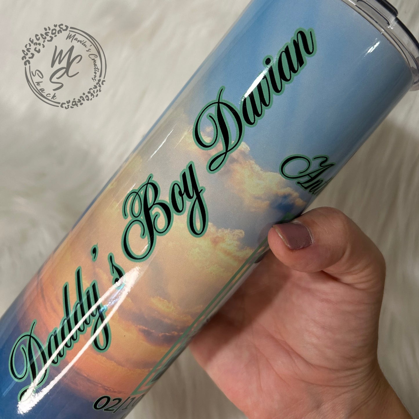 Memorial Tumbler Personalized, 20oz Straight Skinny tumbler with picture, Remembrance Tumbler cup with glitter or no glitter choose color.