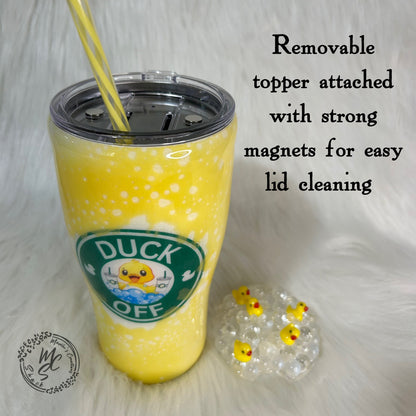 Duck Tumbler: Yellow Glitter Stainless Steel Cup with Rubber Duck Topper