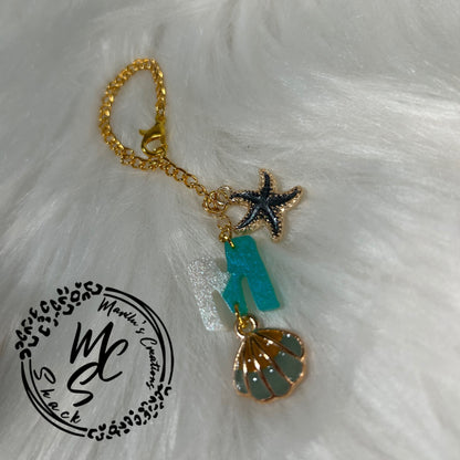 Mermaid Tumbler Charm: Personalized Initial, Ocean Sea Charms