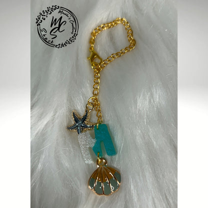 Mermaid Tumbler Charm: Personalized Initial, Ocean Sea Charms