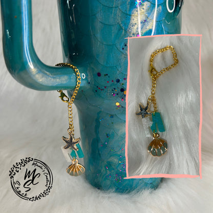 Mermaid Tumbler Charm: Personalized Initial, Ocean Sea Charms