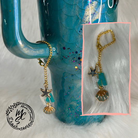 Mermaid Tumbler Charm: Personalized Initial, Ocean Sea Charms