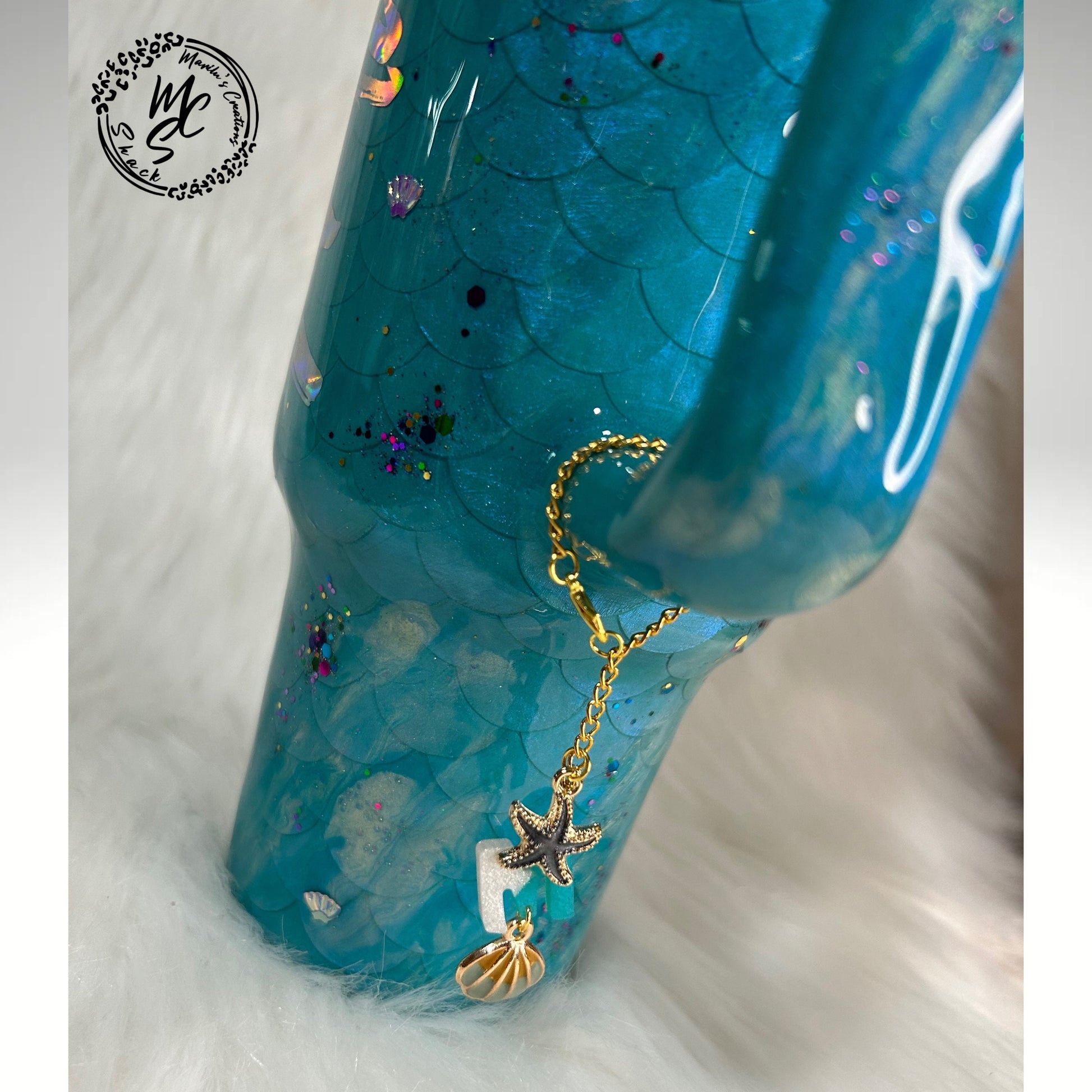 Charm for Stanley, Accessories tumbler handles, Ocean/Mermaid Themed Sea Charms and personalized letter charm. Gift for her.