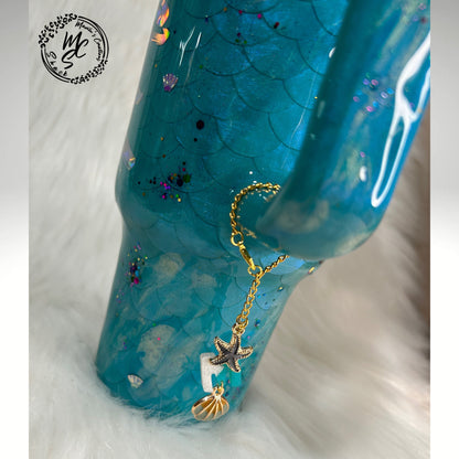 Mermaid Tumbler Charm: Personalized Initial, Ocean Sea Charms