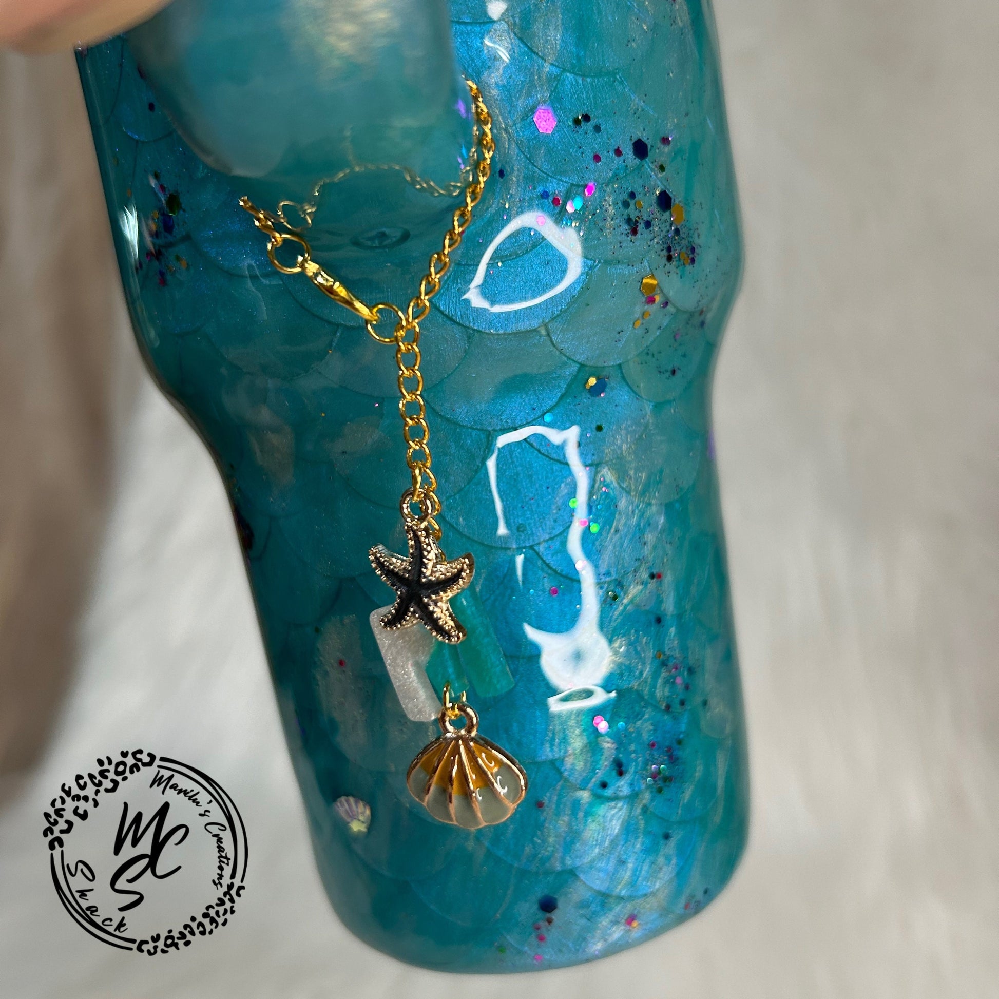 Mermaid Tumbler Charm: Personalized Initial, Ocean Sea Charms