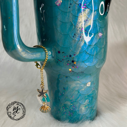 Mermaid Tumbler Charm: Personalized Initial, Ocean Sea Charms