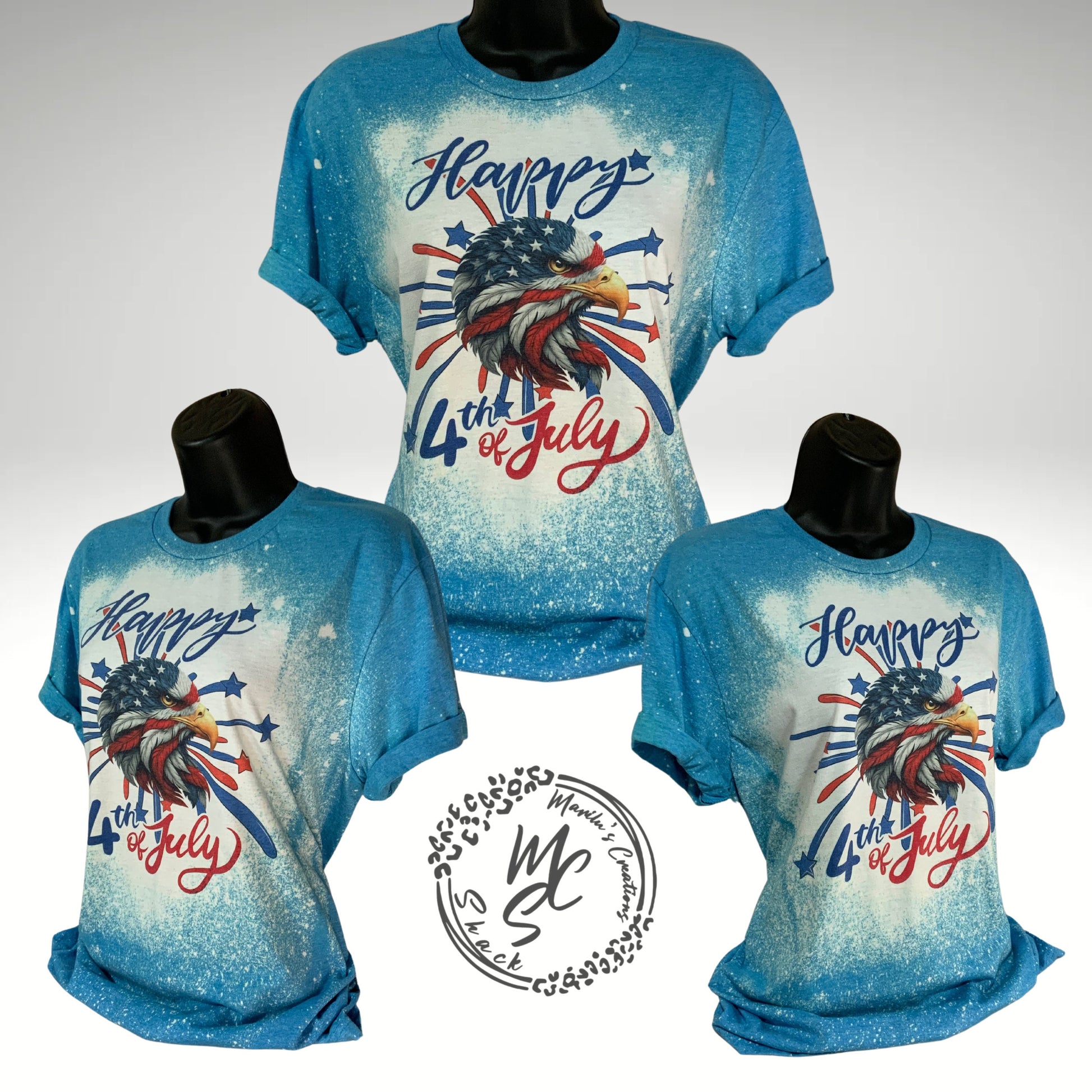 4th of July t-shirt, bleached distressed happy Fourth of July shirt, patriotic tee, super soft eagle top, blue t-shirt, gift for her or him.