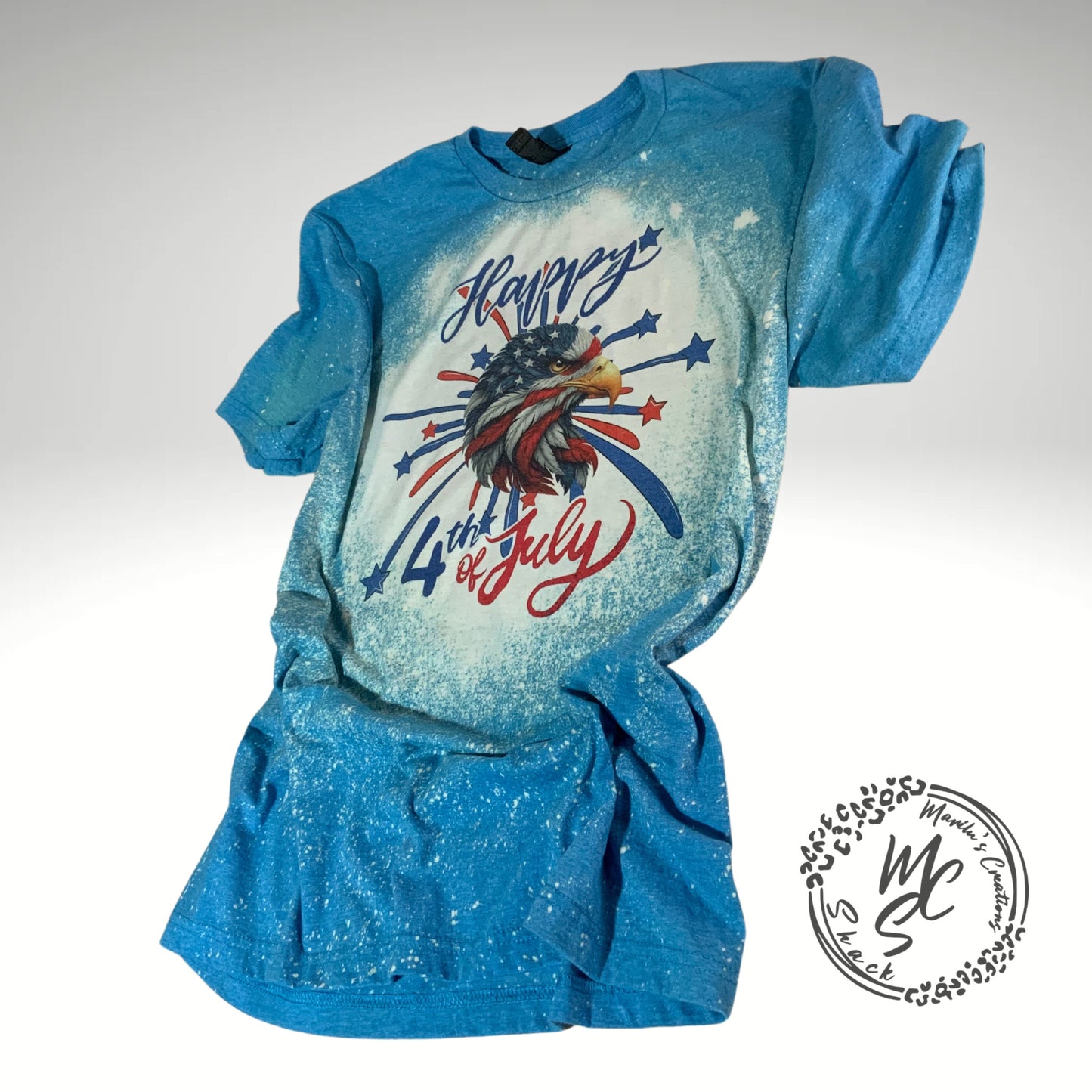 4th of July t-shirt, bleached distressed happy Fourth of July shirt, patriotic tee, super soft eagle top, blue t-shirt, gift for her or him.