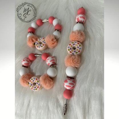Donuts Stanley Tumbler Cup Charm, donut Coffee tumbler handle beads charm, silicone beads charm for tumbler handles