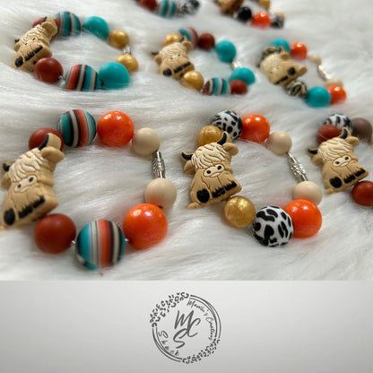Stanley cup charm, highland cattle cow tumbler handle beads charm, silicone beads charm for tumbler handles