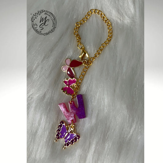 Personalized Butterfly Charm for 40oz Stanley or Dupes or any tumbler with handle, accessories for tumbler handles, letter charm for cups.