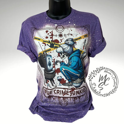 Tarot card True Crime Junkie t-shirt, retro distressed true crime lovers shirt, bleached tarot tee, super soft top, gift for her or him.